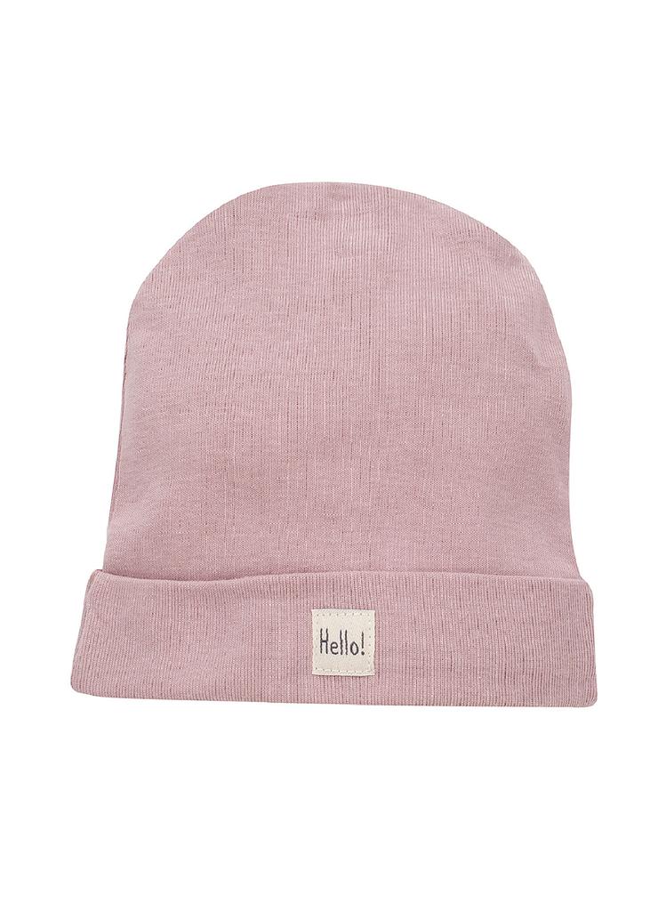 Bawełniana czapka cienka niemowlęca różowa- Hello!
