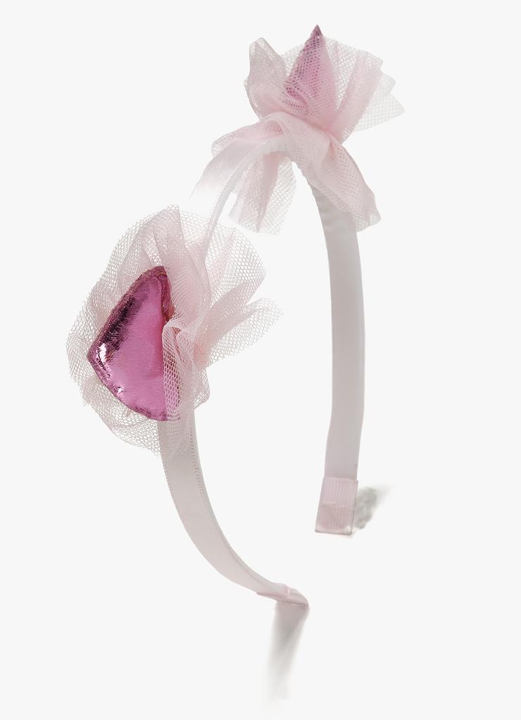 Opaska z błyszczącymi różowymi uszami  dla dziewczynki