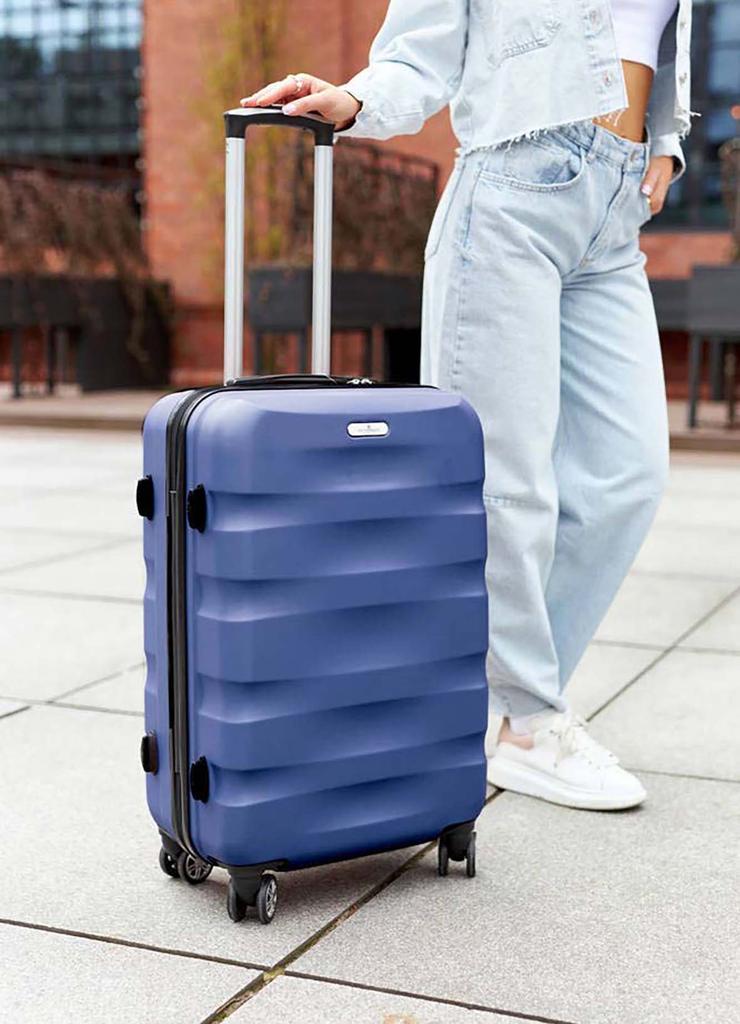 Średnich rozmiarów walizka niebieska z tworzywa ABS+ - Peterson