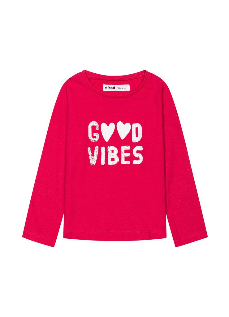 Bluzka dziewczęca bawełniana różowa- Good vibes