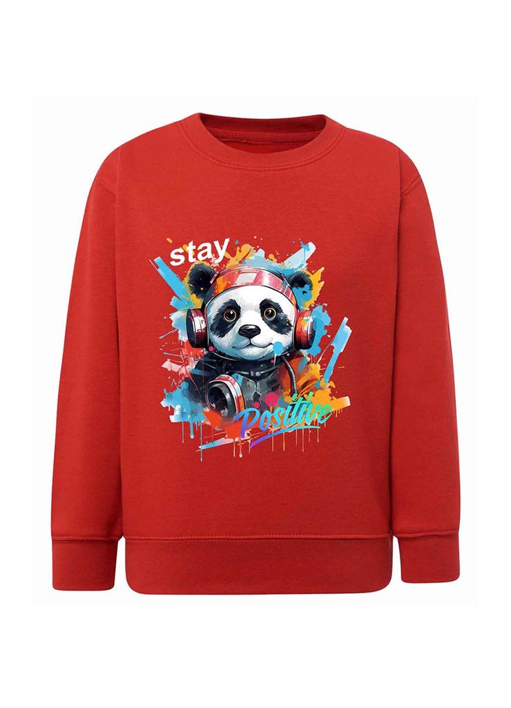 Czerwona chłopięca bluza z nadrukiem - Panda