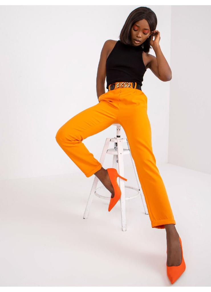 Garniturowe spodnie dla kobiet - pomarańczowe