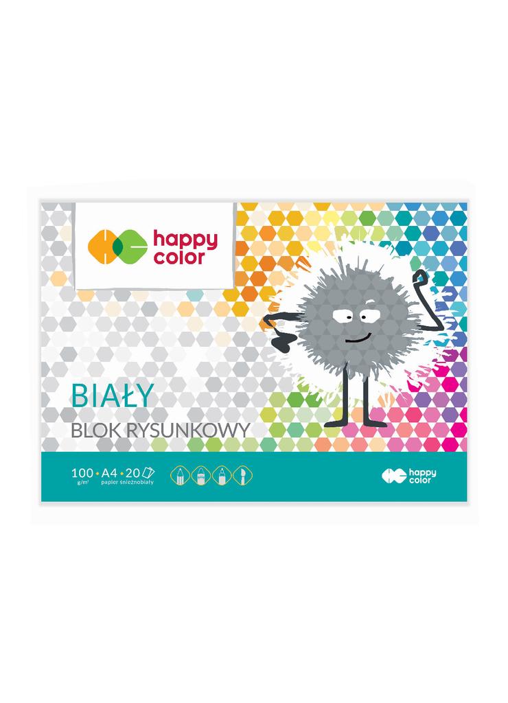Blok rysunkowy biały Happy Color ,100g, A4 - 20 arkuszy