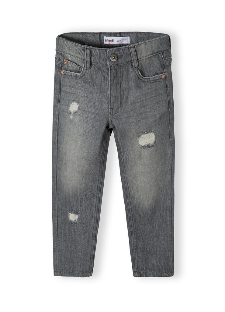 Szare spodnie jeansowe z przetarciami dla chłopca - Minoti
