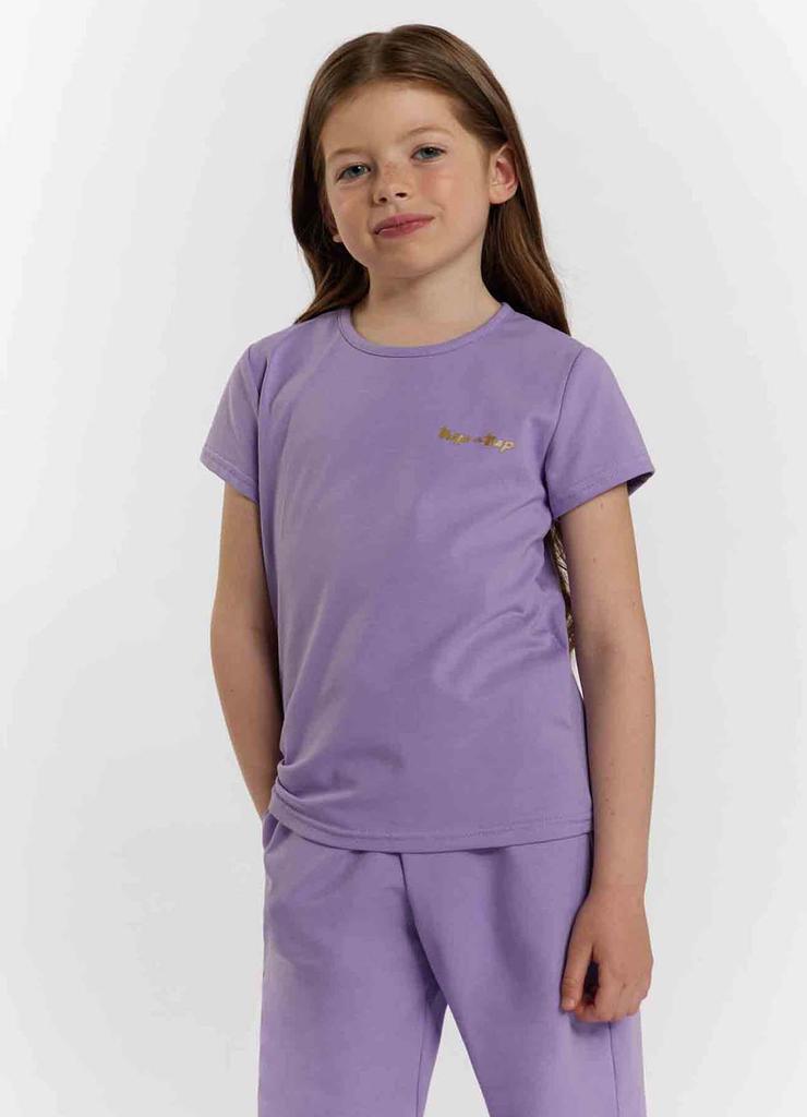 T-shirt lila dla dziewczynki z napisem Tup Tup