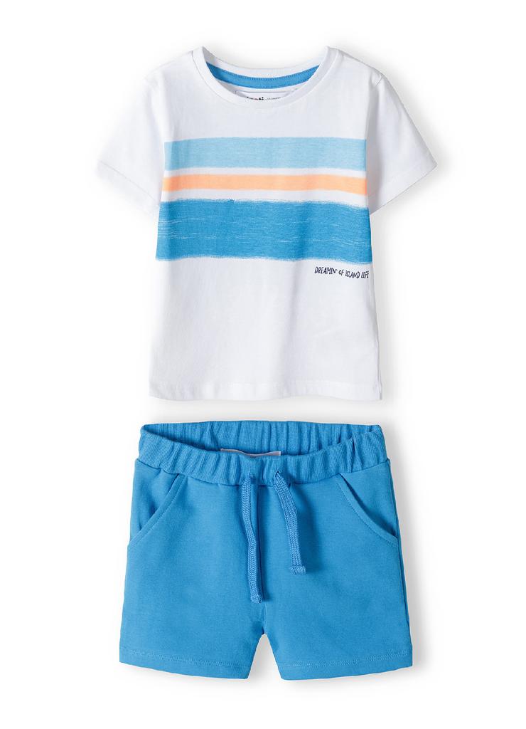 Komplet dla niemowlaka -biały t-shirt + niebieskie spodenki