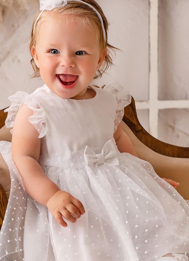 Biała sukienka niemowlęca do chrztu Anielka