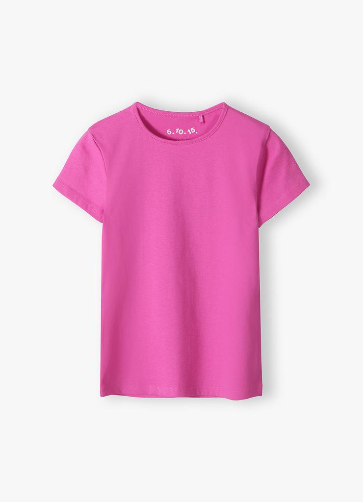Dzianinowy t-shirt dziewczęcy w kolorze magenta