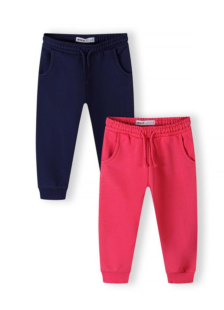 Dresowe spodnie dla małej dziewczynki 2-pak- różowe/granatowe