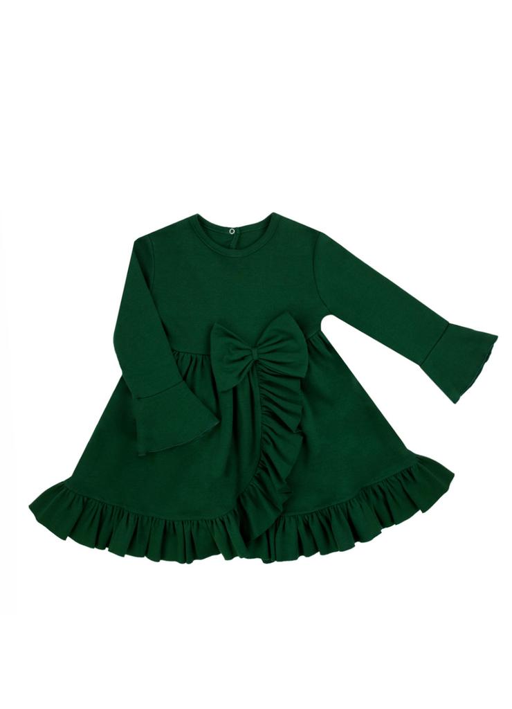 Sukienka dziewczęca z długim rękawem zielona