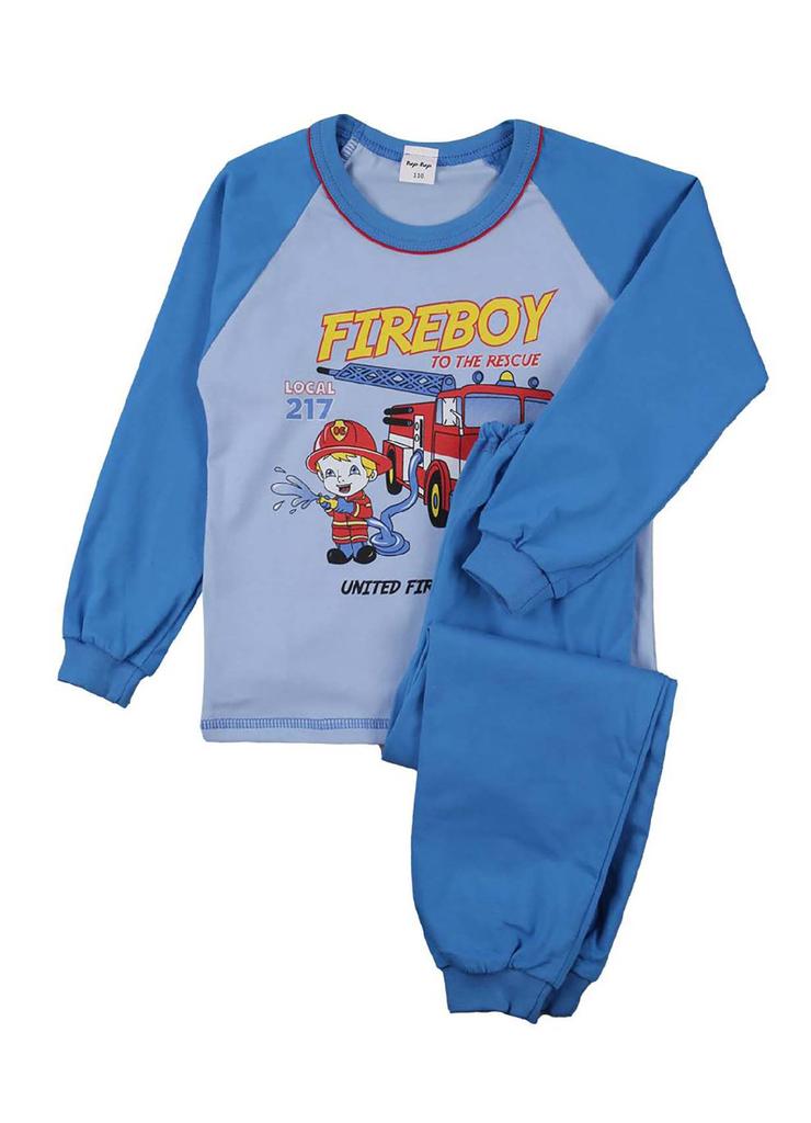 Ciepła chłopięca piżama niebieska Tup Tup- strażak