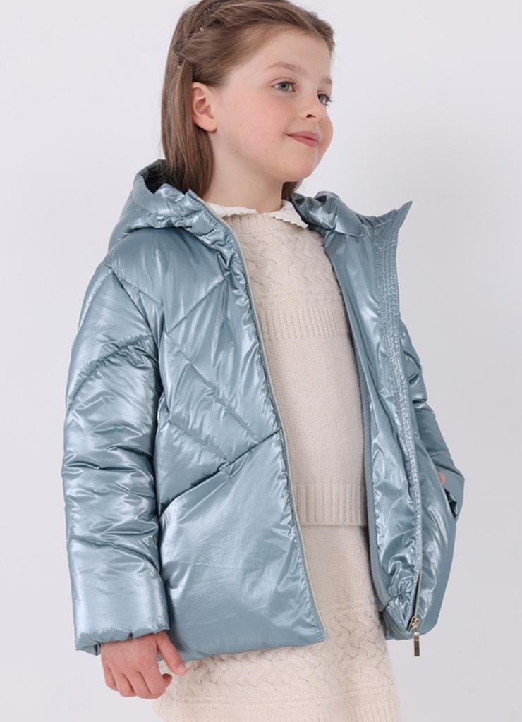 Niebieska pikowana kurtka dziewczęca zimowa
