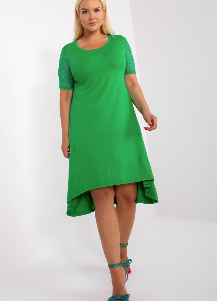 Zielona codzienna sukienka plus size z wiskozy
