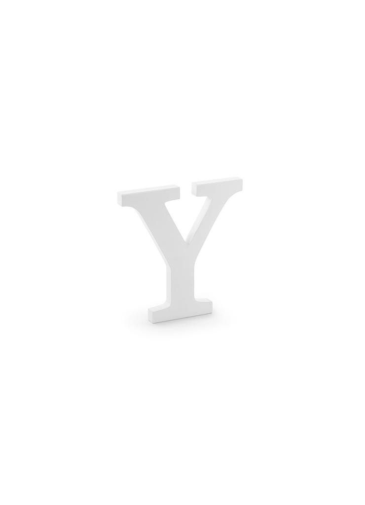 Drewniana litera Y biała 19x20cm - 1 szt.