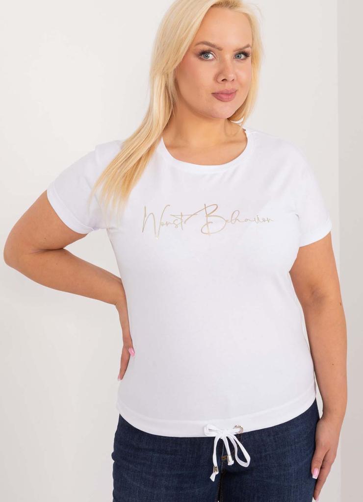 Damski T-Shirt plus size z nadrukiem biały