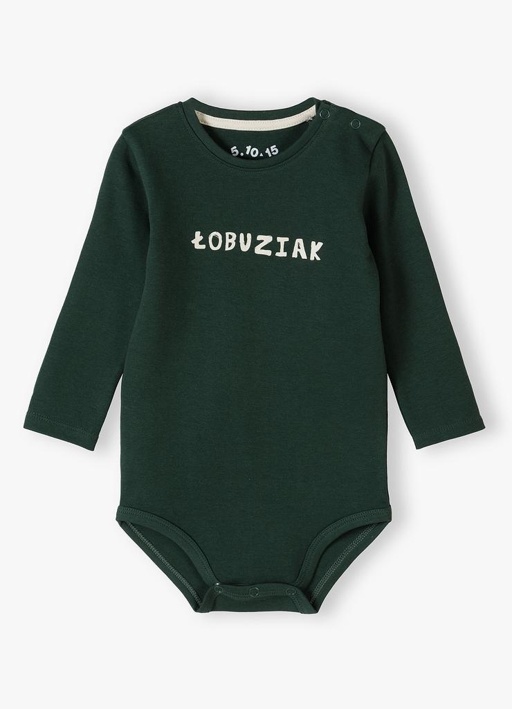 Zielone bawełniane body niemowlęce - ŁOBUZIAK