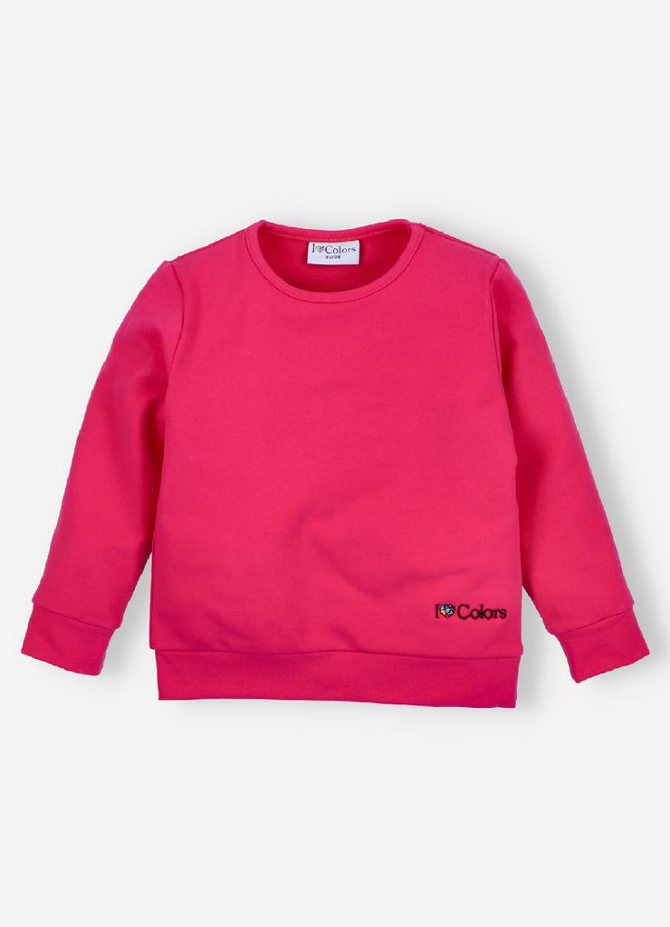 Różowa bluza dresowa dziewczęca z hatem - I Love Colors