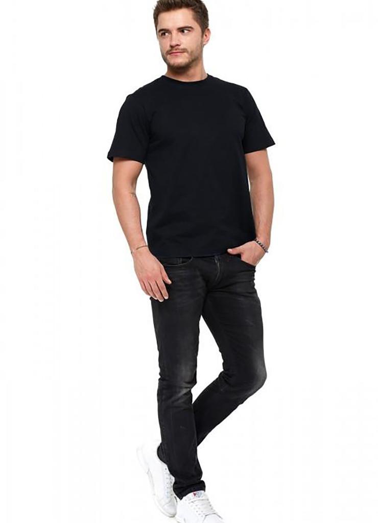 Bawełniany t -shirt męski z okrągłym dekoltem - 2 pak - czarny - szary