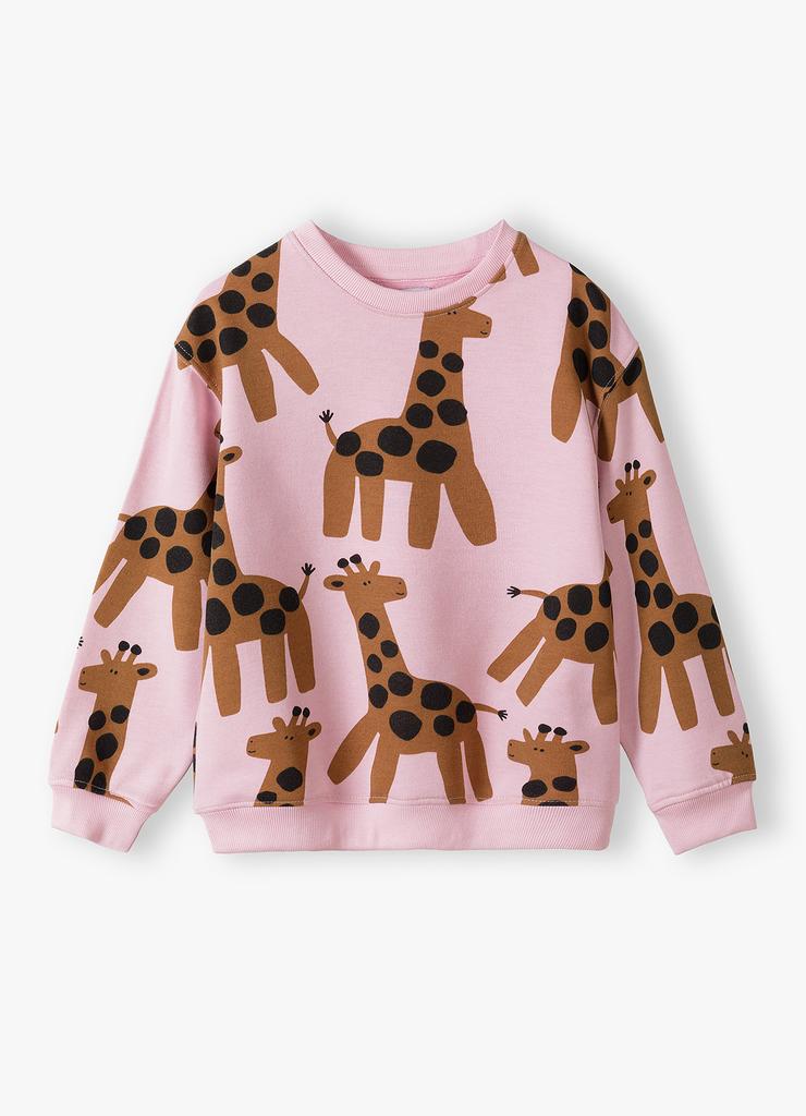 Różowa bluza dresowa dla małej dziewczynki w żyrafy - Limited Edition