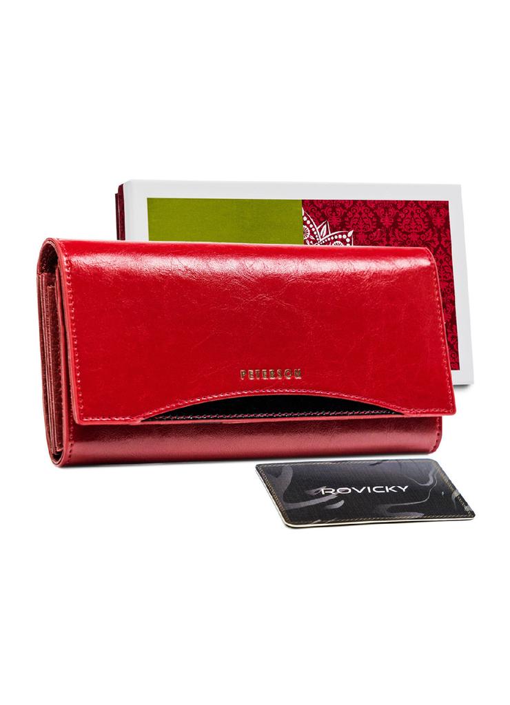 Elegancki portfel damski czerwony ze skóry naturalnej — Peterson