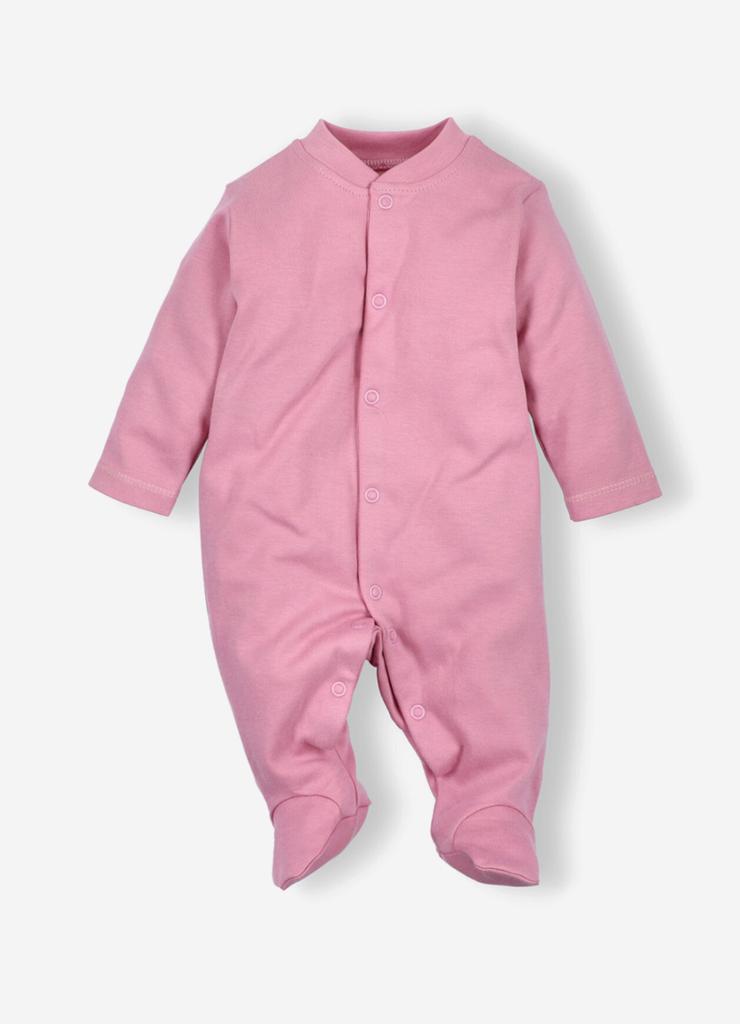 Pajac niemowlęcy z bawełny organicznej dla dziewczynki różowy