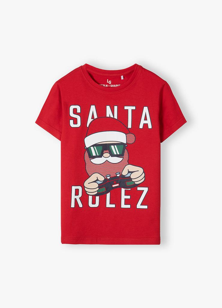 Świąteczny t-shirt chłopięcy - Santa Rulez