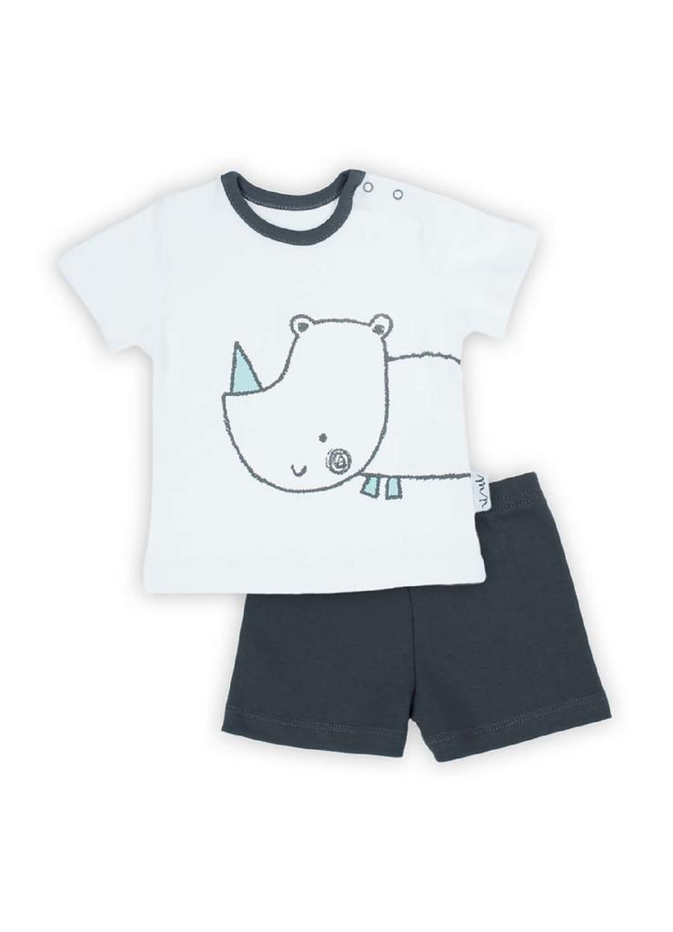 Komplet niemowlęcy- t-shirt z nosorożcem i krótkie spodenki