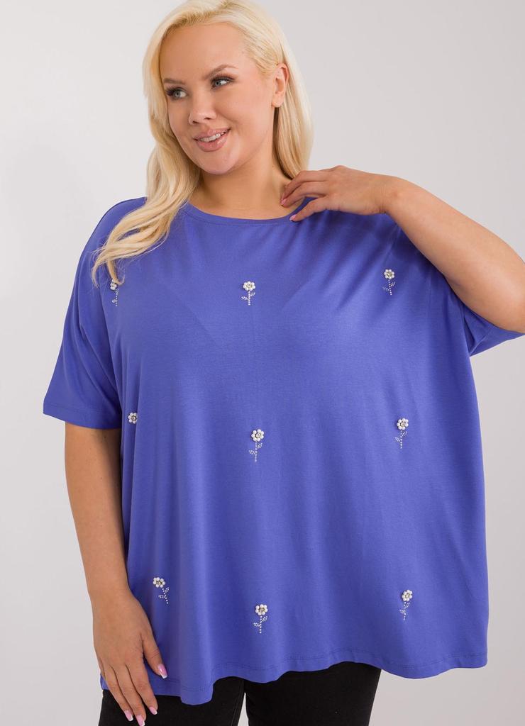 Bluzka plus size z aplikacjami fioletowa