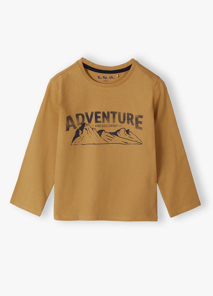 Bawełniana bluzka chłopięca z długim rękawem - Adventure and discovery