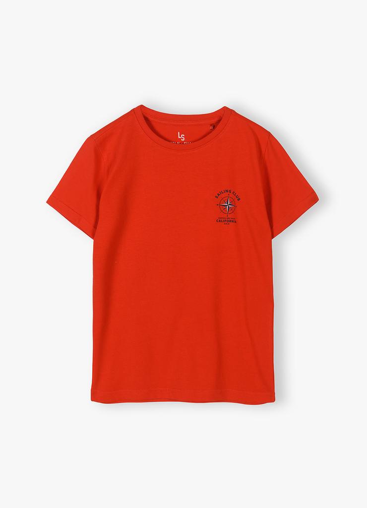 Czerwony t-shirt dla chłopca z bawełny