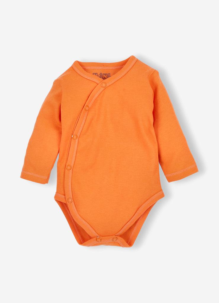 Body niemowlece z bawelny organicznej pomarańczowe długi rękaw