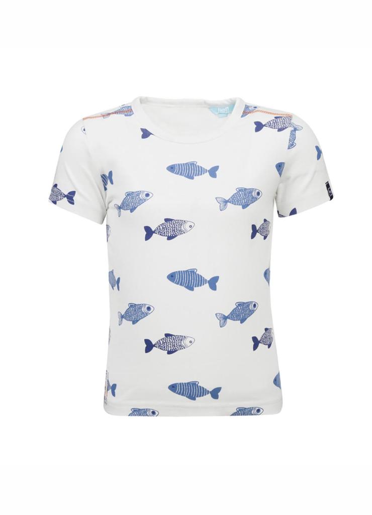 T-shirt chłopięcy, biały, ryby, Lief