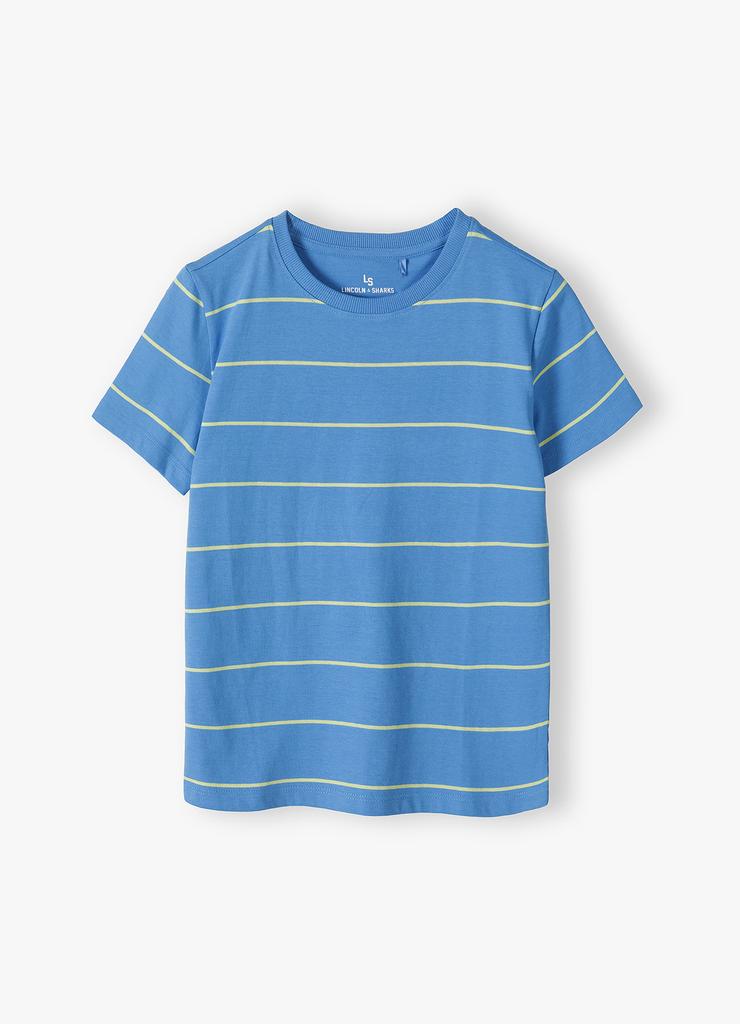 Niebieski t-shirt chłopięcy w paski - Lincoln&Sharks