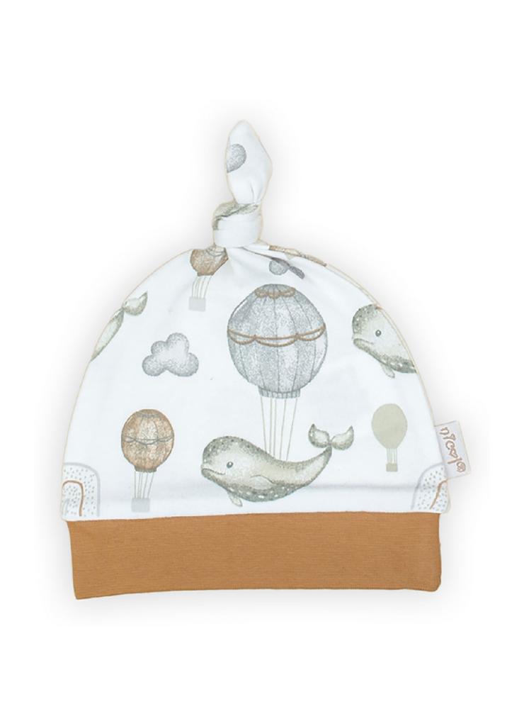 Bawełniana czapka niemowlęca - wieloryby i balony