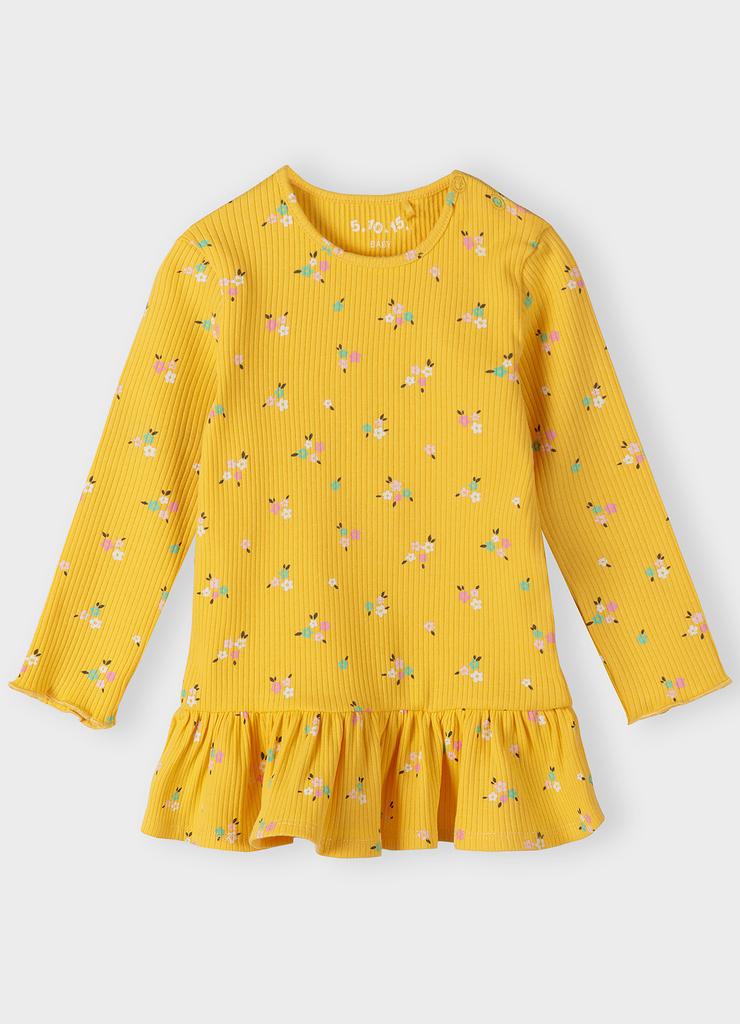 Żółta bluzka niemowlęca z falbankami na ramionach