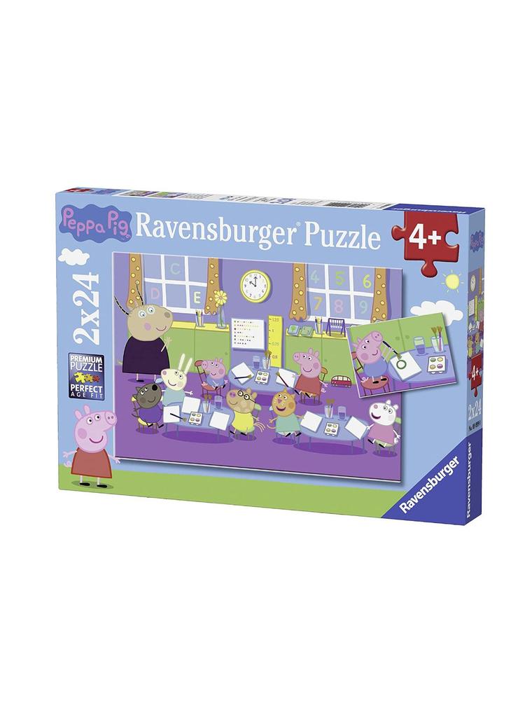 Puzzle dla dzieci 2D: Świnka Peppa i cała klasa 2x24 elementów - wiek 4+