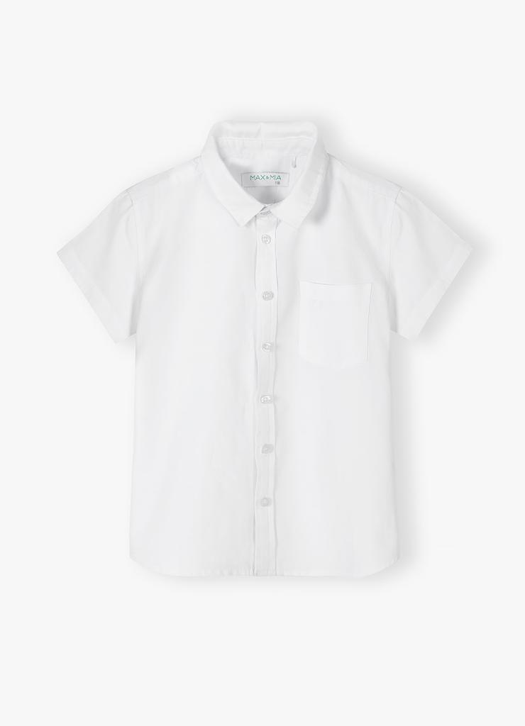 Biała koszula bawełniana dla chłopca z krótkim rękawem