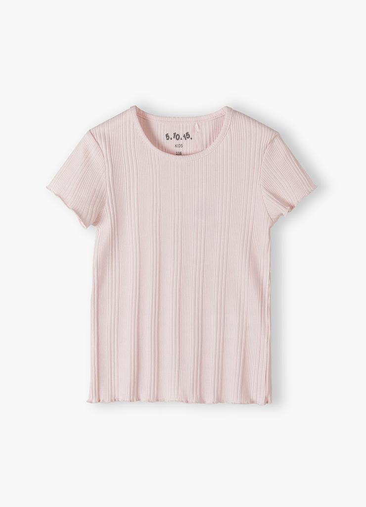 Różowy t-shirt dziewczęcy w prążki - 5.10.15.