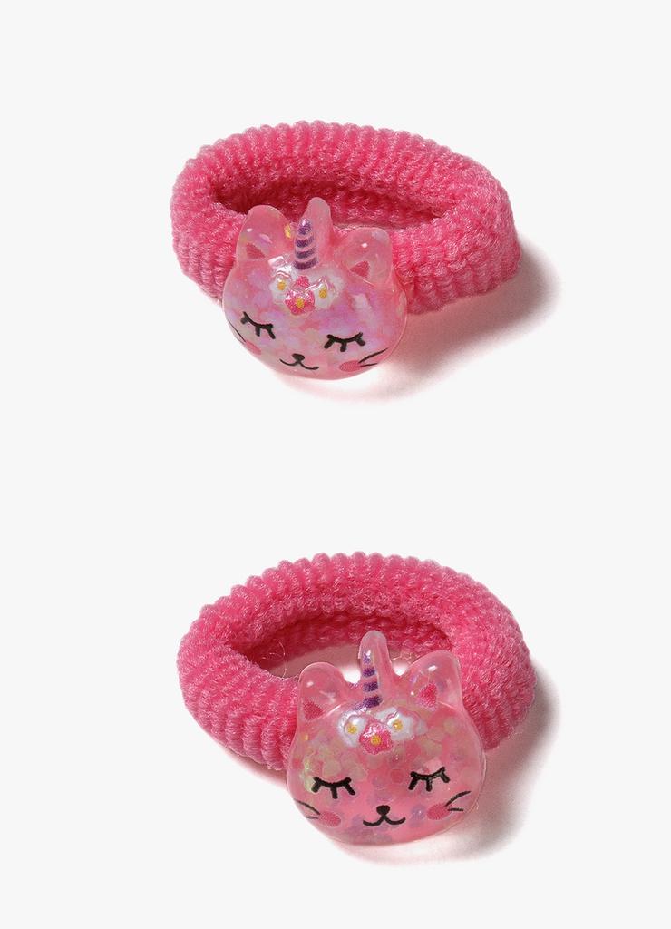 Różowe gumki do włosów dla dziewczynki - Kotki - 2 pak