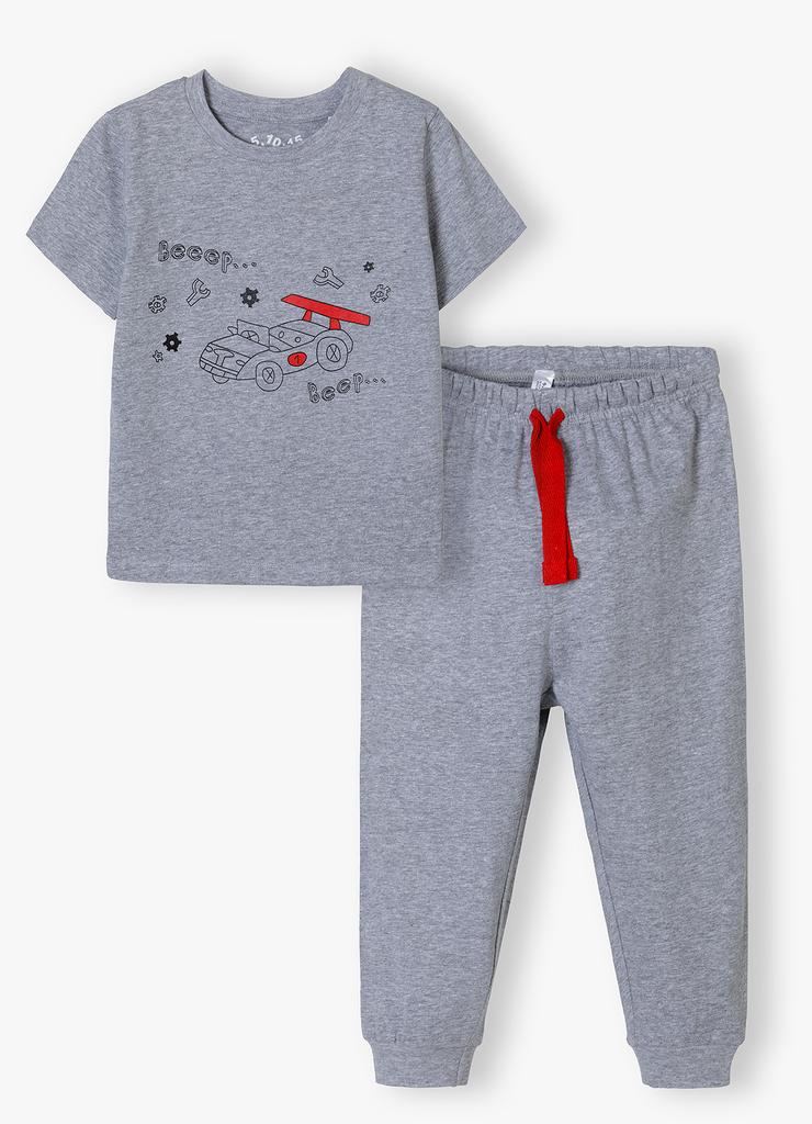 Piżama dla chłopca - szara z nadrukiem samochodu
