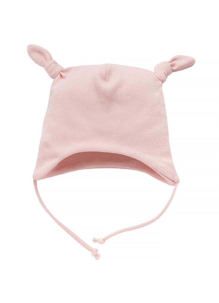 Bawełniana czapka niemowlęca wiązana Lovely Day różowa