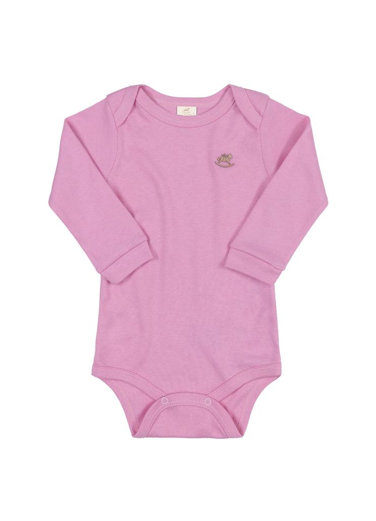 Gładkie bawełniane body dla niemowlaka - różowe