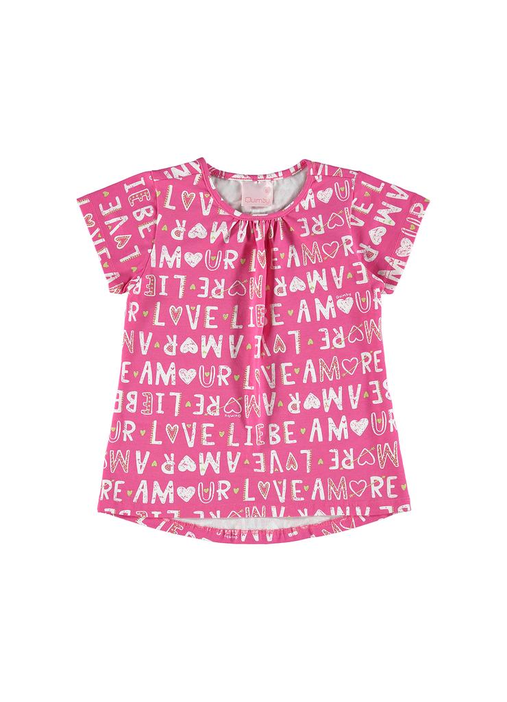 Różowy t-shirt dziewczęcy w napisy