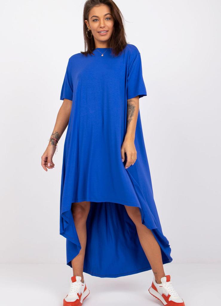 Sukienka damska z długim tyłem - niebieska