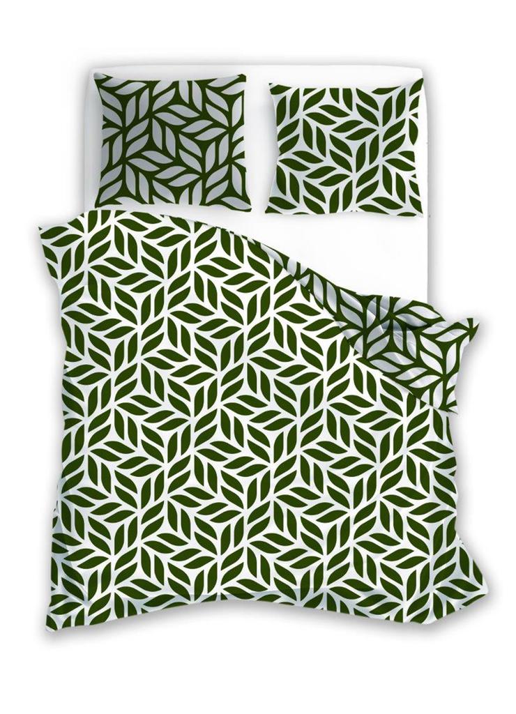 Komplet pościeli we wzory. 160x200+2x70x80 cm zielony