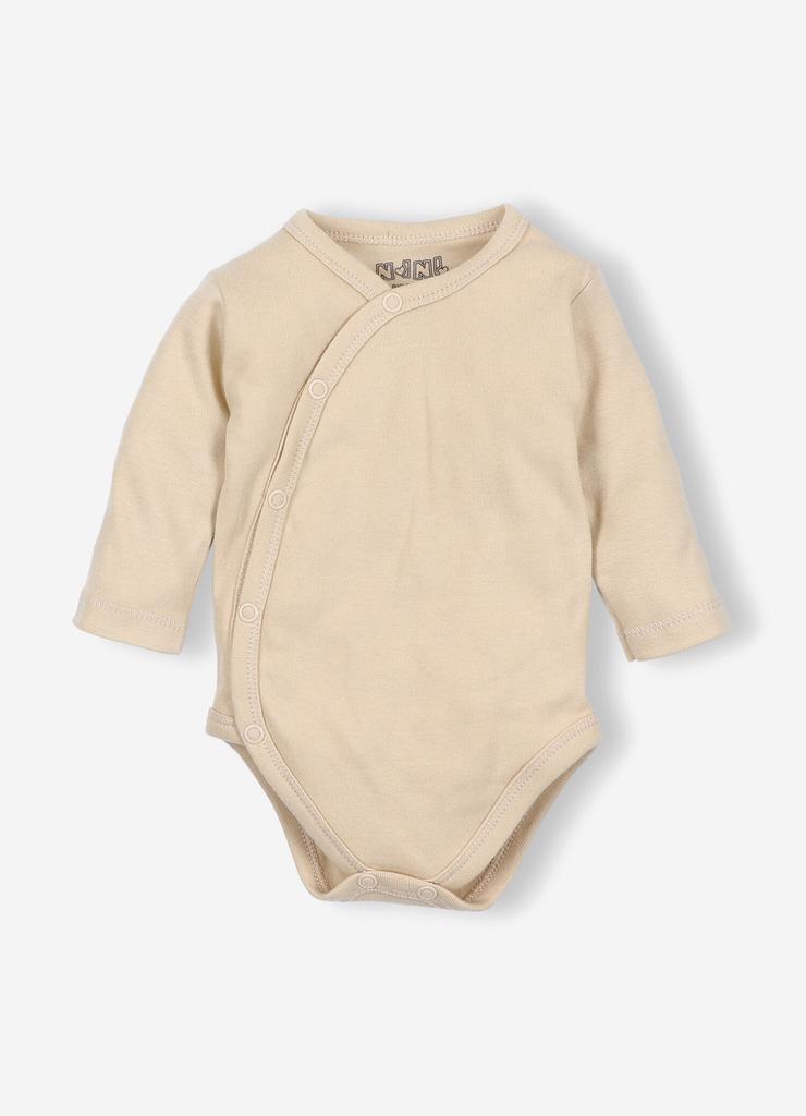 Body niemowlęce z bawełny organicznej beżowe długi rękaw