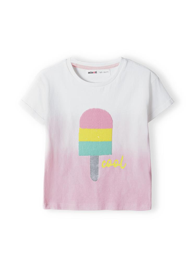 Bawełniany t-shirt dla niemowlaka dip dye z cekinami