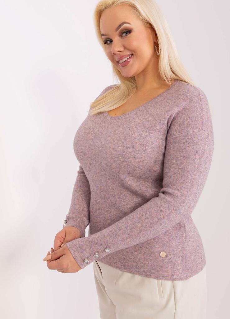 Klasyczny sweter plus size z wiskozy jasny różowy