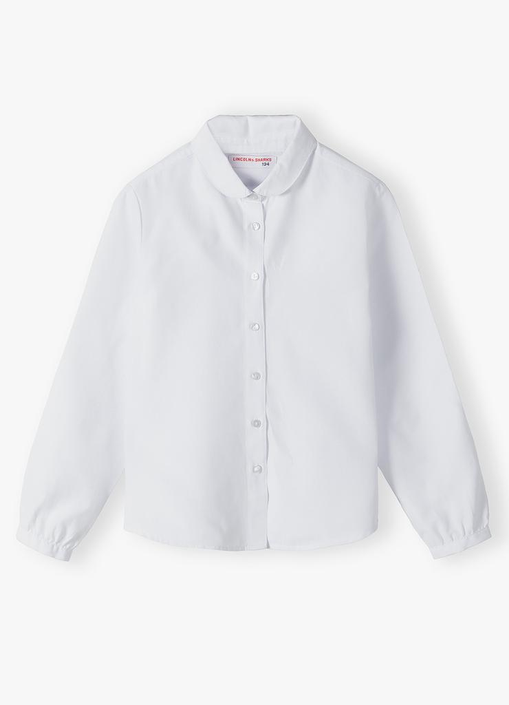 Biała elegancka koszula dla dziewczynki - długi rękaw