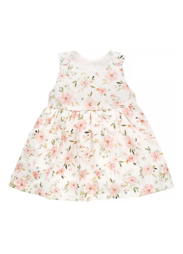 Sukienka dla niemowlaka na ramiączkach Summer garden ecru